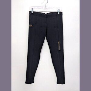 David Lerner Size M Womens Cropped Gold Raw Zipper Leggings in Black